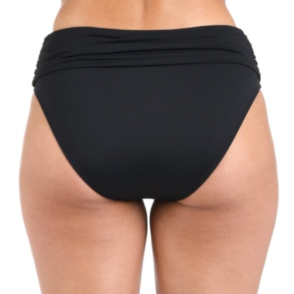 LA BLANCA Island Goddess Mid-Waist Twist Front Swim Bottom, Black 10 NWOT - Picture 2 of 6